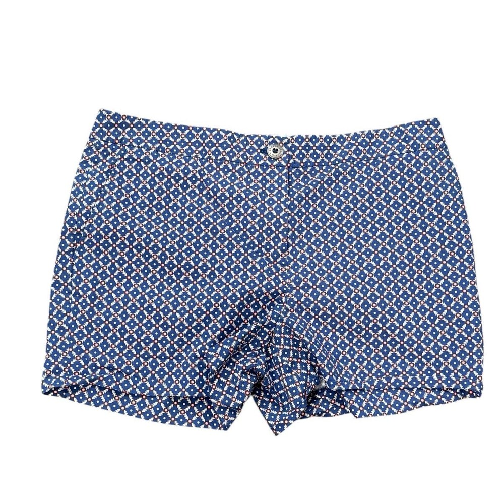 Brooks Brothers Womens Blue Red Pattern Flat Front Cotton Stretch Shorts Size 10